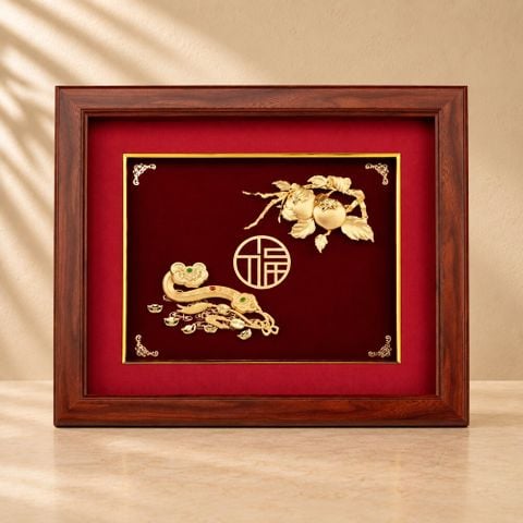 Tranh Gậy Như Ý dát vàng 24k