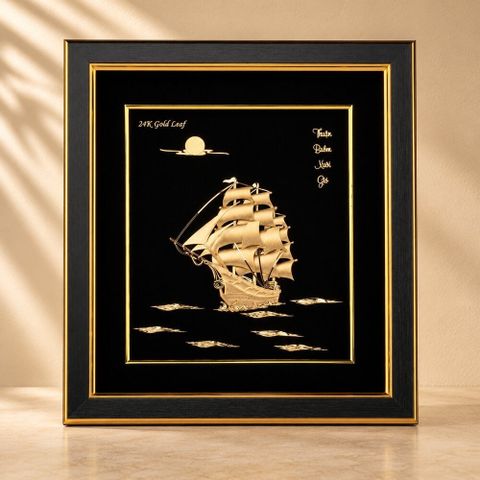 Tranh Thuyền dát vàng 24k