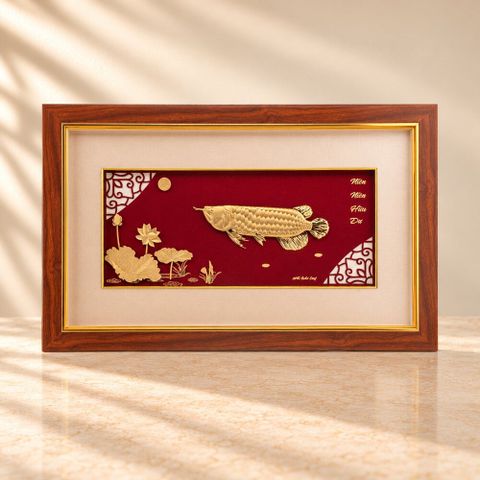 Tranh Cá Rồng Nền Đỏ Đô