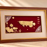 Tranh Cá Rồng Nền Đỏ Đô