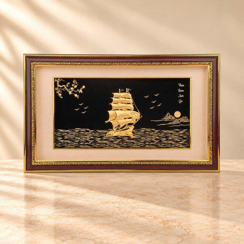 tranh Thuyền dát vàng 24k (Mẫu 25)
