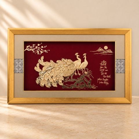 Tranh Đôi Chim Công Trên Đá