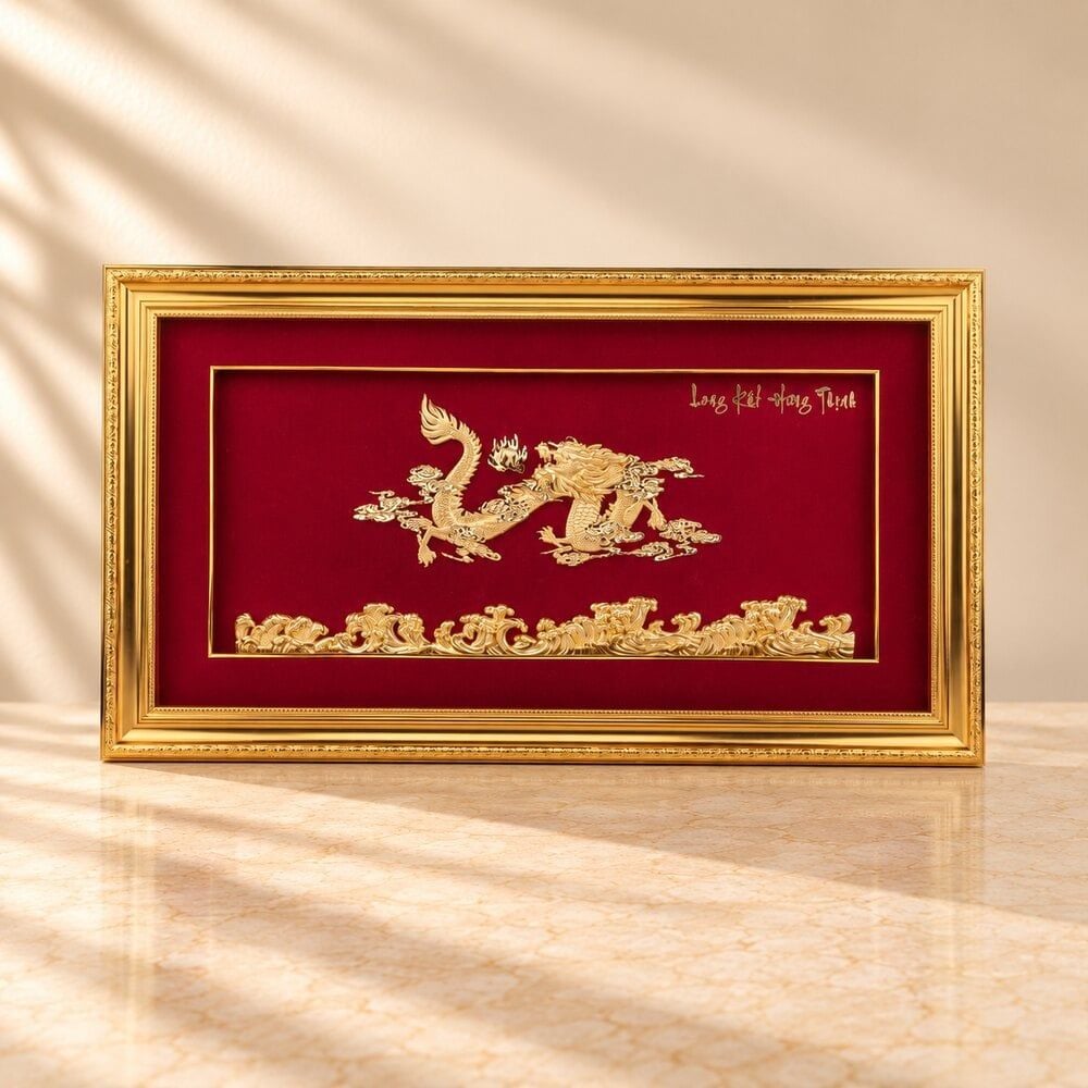 Tranh Rồng dát vàng 24k