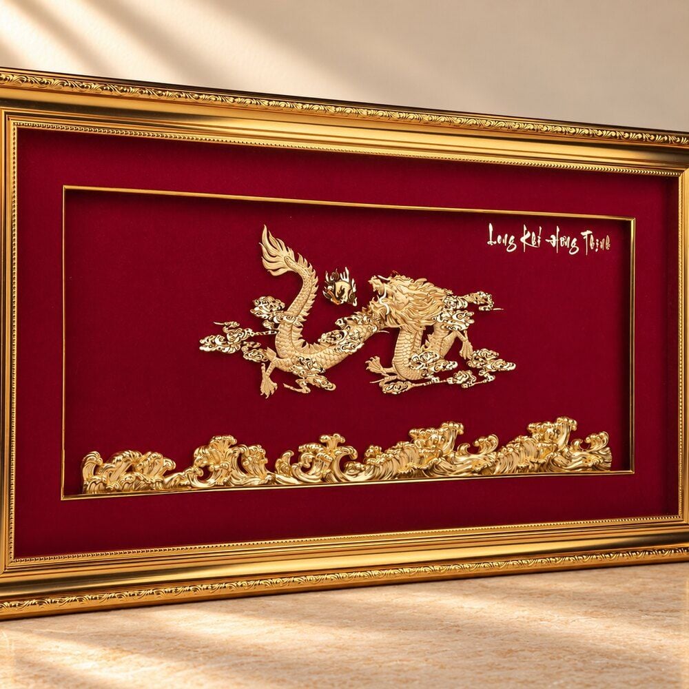 Tranh Rồng dát vàng 24k