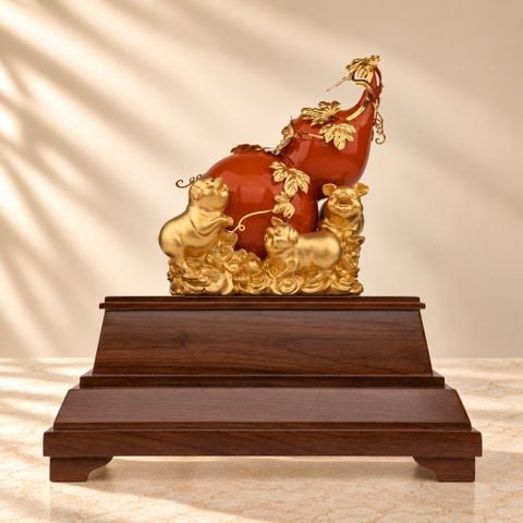Tượng Hồ Lô Đỏ Heo Con