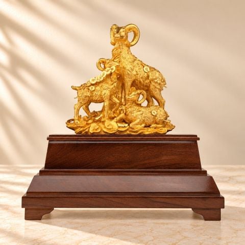 Tượng Tam Dương Khai Thái dát vàng 24k