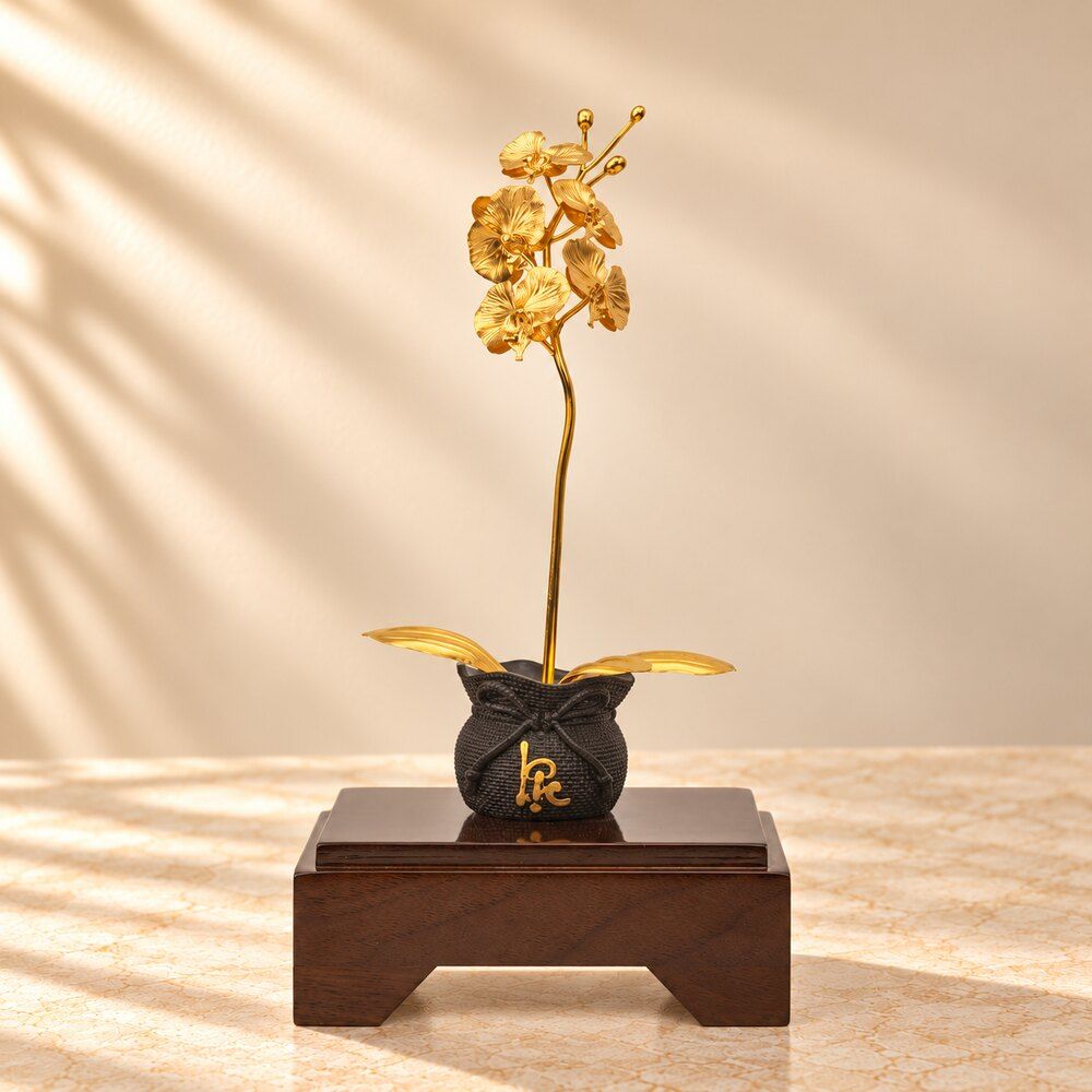Chậu Lan 1 Cành dát vàng 24k