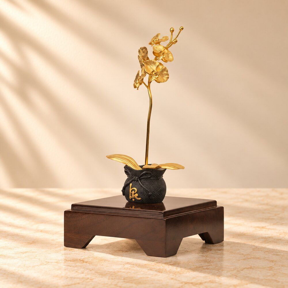 Chậu Lan 1 Cành dát vàng 24k