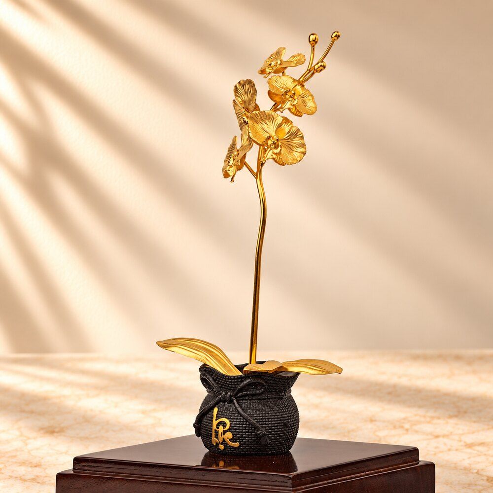 Chậu Lan 1 Cành dát vàng 24k