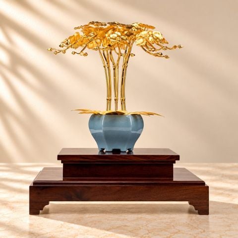 Chậu Lan 9 Cành dát vàng 24k (cỡ đại)