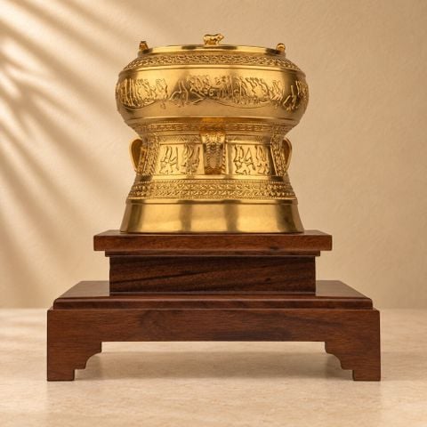 Tượng Trống Đồng dát vàng 24k