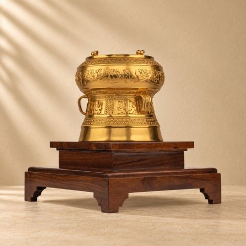 Tượng Trống Đồng dát vàng 24k