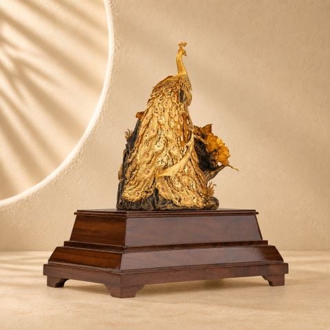 Tượng Đôi Chim Công dát vàng 24k