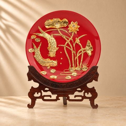 Đĩa Pewter Hoa Sen mạ vàng 24k