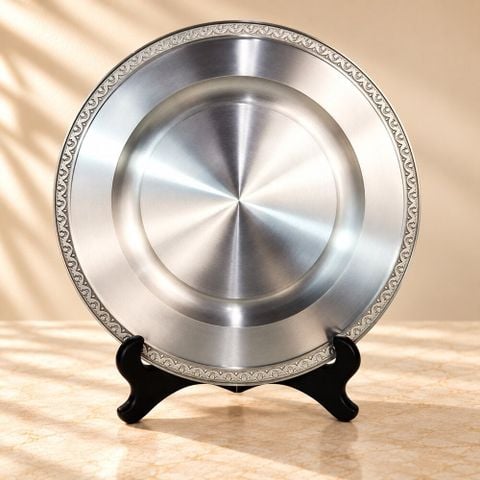 Đĩa Pewter Viền Hoa