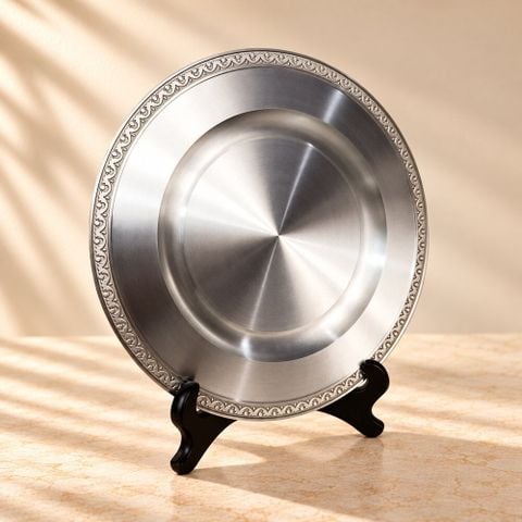 Đĩa Pewter Viền Hoa