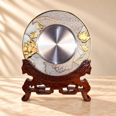 Đĩa Pewter Hoa Sen mạ vàng 24k