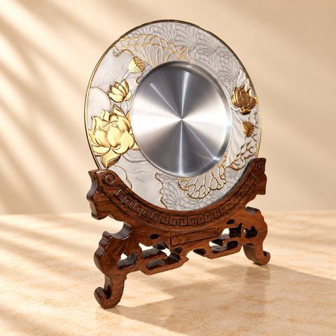 Đĩa Pewter Hoa Sen mạ vàng 24k
