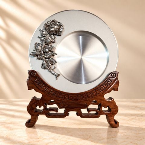 Đĩa Biểu Trưng Pewter Hoa Mẫu Đơn