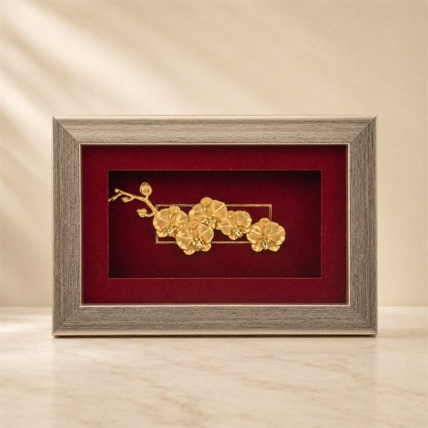 Tranh Hoa Lan - Nữ Hoàng Các Loài Hoa Dát Vàng 24K