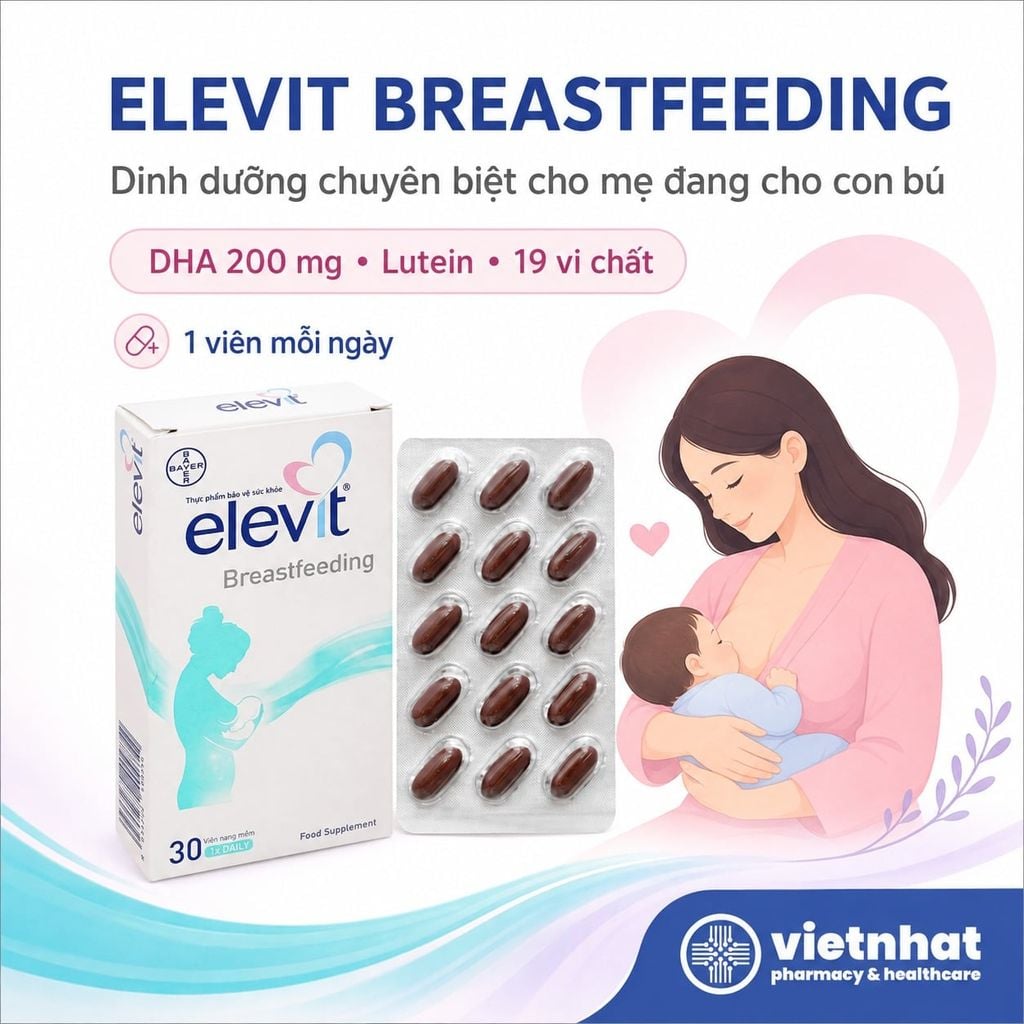 Elevit Breastfeeding - Vitamin Tổng Hợp Cho Phụ Nữ Sau Sinh, Hộp 30 Viên