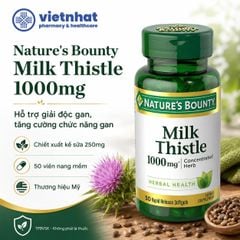 Nature's Bounty Milk Thistle 1000mg - Hỗ trợ giải độc gan, tăng cường chức năng gan từ Mỹ, Lọ 50 viên