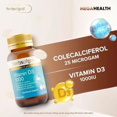 Herbs of Gold Vitamin D3 1000 IU - Bổ sung Vitamin D3 giúp xương chắc khoẻ