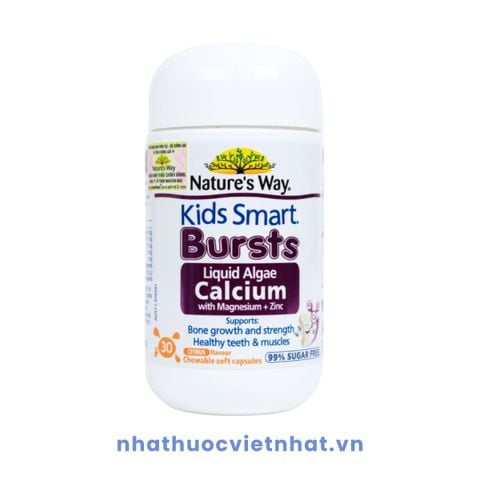 Nature's Way Bursts Calcium With Magnesium + Zinc, Viên Nhai Bổ Sung Canxi Cho Trẻ Từ 6 Tháng Tuổi