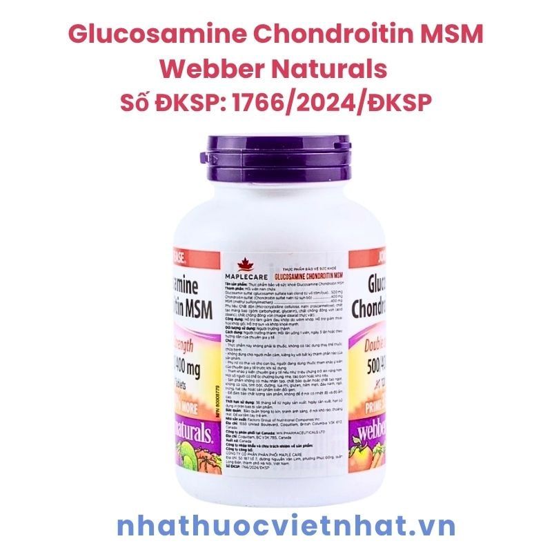 Webber Naturals Glucosamine Sulfate Chondroitin MSM (Glucosamine Webber) Nhập Khẩu Chính Hãng, Lọ 120 viên