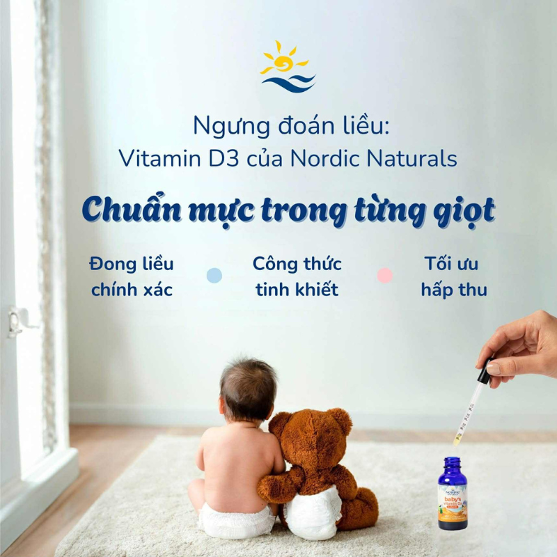 D3 Nordic Naturals Chính Hãng, Bổ Sung Vitamin D3 Cho Trẻ Sơ Sinh Giúp xương Chắc Khỏe