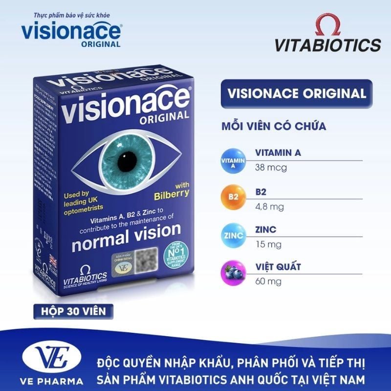 Visionace Original - Tăng Cường Thị lực, Hỗ Trợ Sức Khỏe Mắt Hiệu Quả