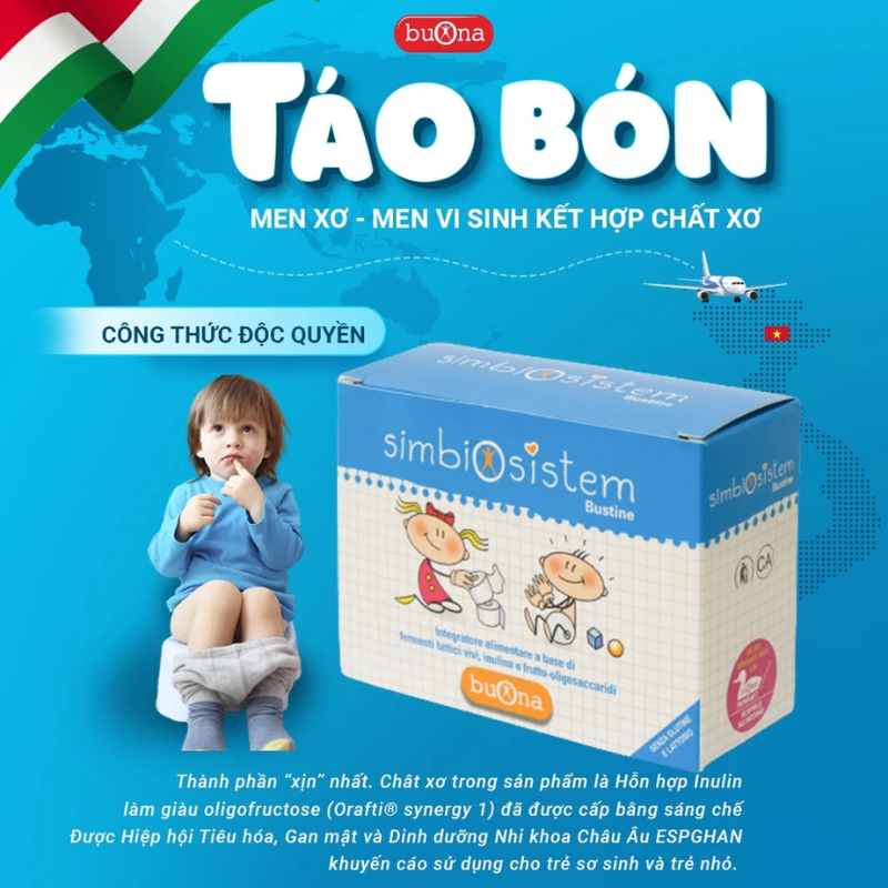 Simbiosistem Buona - Men Vi Sinh Bổ Sung Chất Xơ, Hỗ Trợ Giảm Táo Bón An Toàn Và Hiệu Quả Cho Trẻ