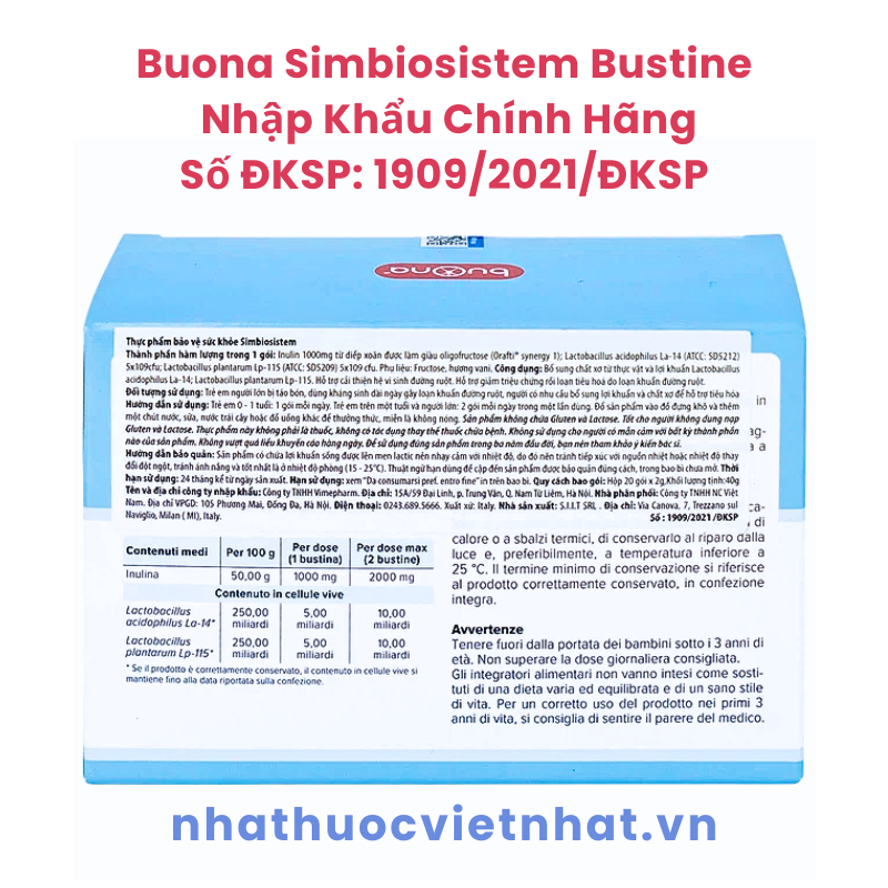 Simbiosistem Buona - Men Vi Sinh Bổ Sung Chất Xơ, Hỗ Trợ Giảm Táo Bón An Toàn Và Hiệu Quả Cho Trẻ
