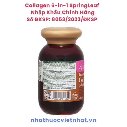 Collagen 6 in 1 SpringLeaf - Viên Uống Bổ Sung Collagen Giúp Da Căng Bóng, Mịn Màng