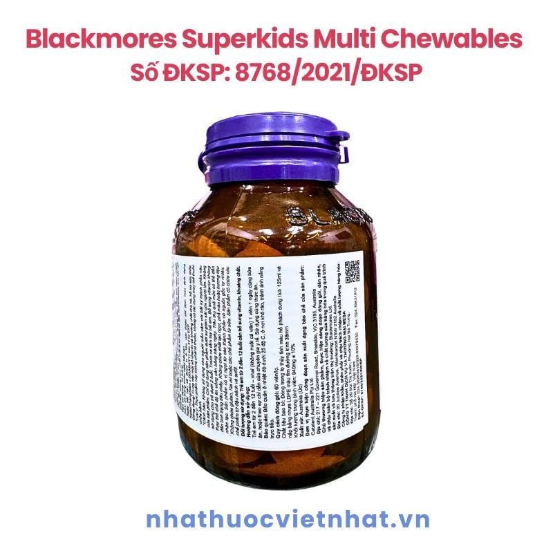 Blackmores Superkids Multi Chewables: Bổ sung vitamin tổng hợp cho trẻ 2-12 tuổi