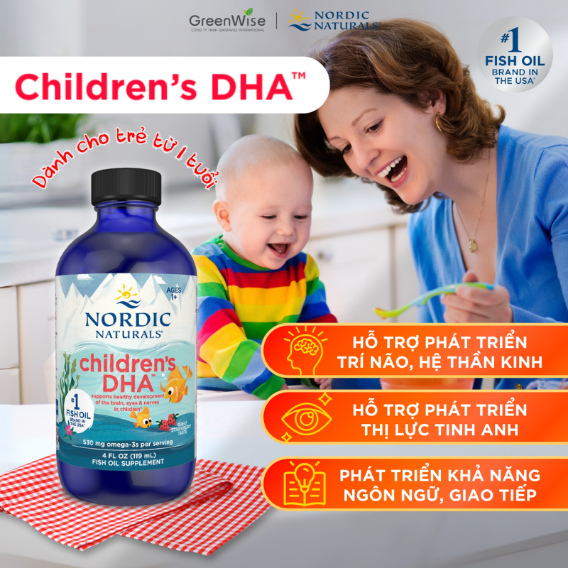 Nordic Naturals Children's DHA - Bổ Sung Omega-3, Hỗ Trợ Phát Triển Não Bộ Và Thị Lực Cho Trẻ Từ 1-6 Tuổi