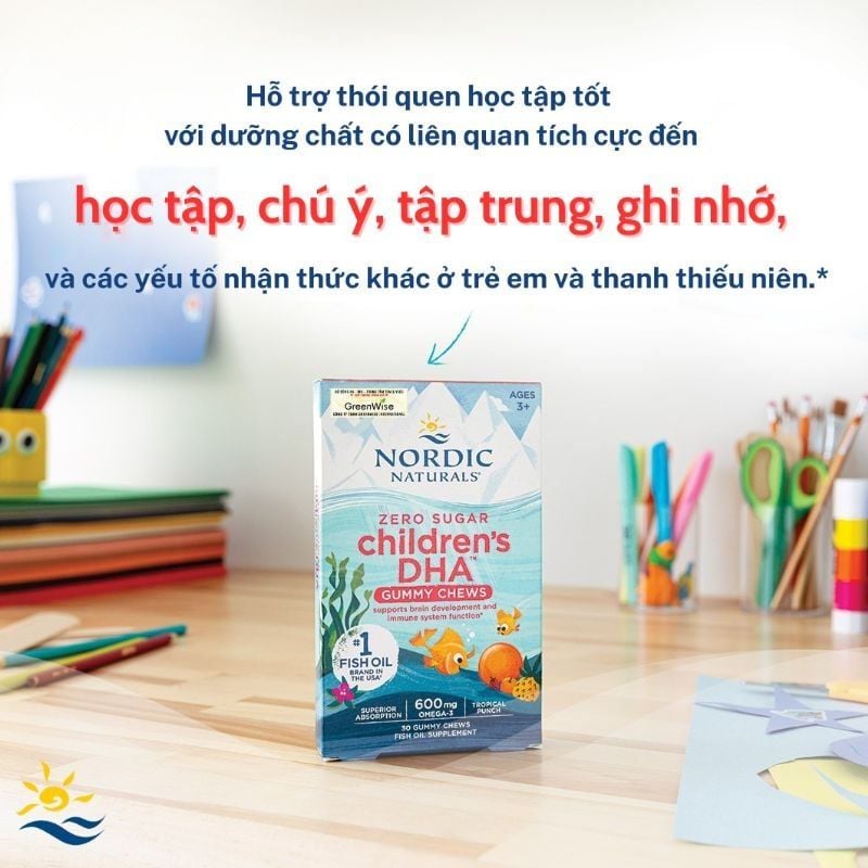 Kẹo Dẻo DHA Nordic Naturals, Hỗ Trợ Phát Triển Não Bộ Và Thị Giác Cho Trẻ Từ 3 Tuổi