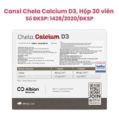 Canxi Chela Calcium D3 (canxi bisglycinate) - Bổ sung Canxi Hữu Cơ Cho Bà Bầu Và Sau Sinh, người lớn, hộp 30 Viên