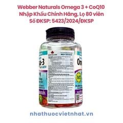 Webber Naturals Omega 3 + CoQ10 - Hỗ Trợ Sức Khỏe Tim Mạch và Não Bộ, Lọ 80 Viên