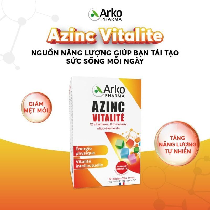 Azinc Vitalité - Bổ sung vitamin và khoáng chất, hỗ trợ tăng cường sức khoẻ, giảm mệt mỏi