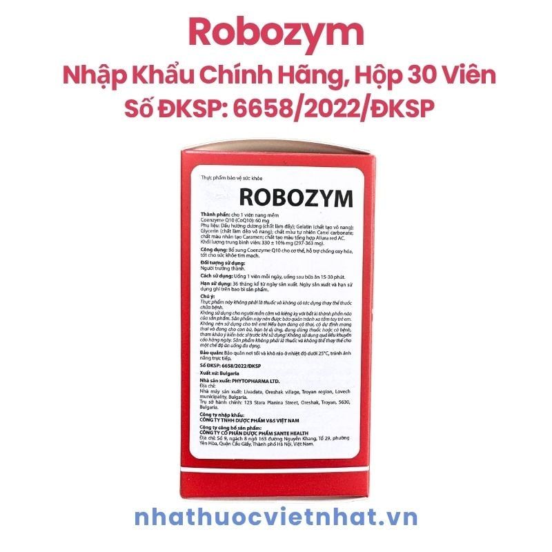 Robozym - Viên Uống Bổ Sung Coenzyme Q10, Hỗ Trợ Sức Khỏe Tim Mạch
