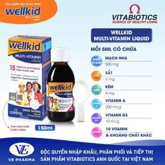 Wellkid Multivitamin Liquid: Bổ Sung Vitamin Tổng Hợp Cho Trẻ 4-12 Tuổi, Chai 150ml