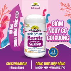Nature's Way Bursts Calcium With Magnesium + Zinc, Viên Nhai Bổ Sung Canxi Cho Trẻ Từ 6 Tháng Tuổi