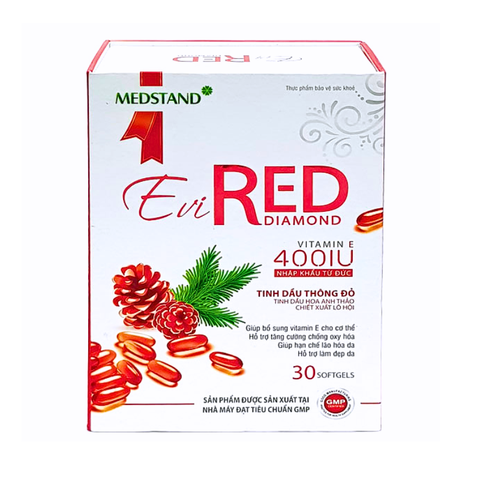 Evired Diamond - Vitamin E Đỏ 400IU Hỗ Trợ Chống Loã Hoá, Làm Đẹp Da