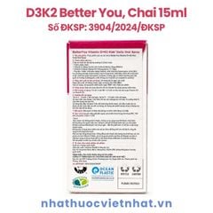 D3K2 Better You Dạng Xịt: Bổ sung vitamin D3K2 cho trẻ từ 1 tuổi, chai 15ml