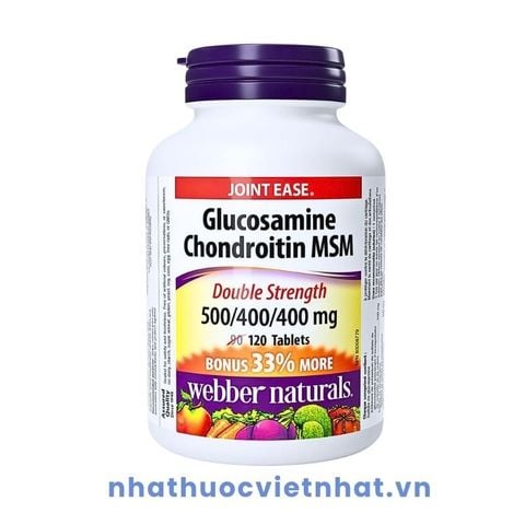 Webber Naturals Glucosamine Sulfate Chondroitin MSM (Glucosamine Webber) Nhập Khẩu Chính Hãng, Lọ 120 viên