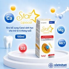 Star Lipocal: Bổ sung Canxi sinh học và Vitamin D3 K2 MK7 cho trẻ từ 6 tháng tuổi, chai 100ml