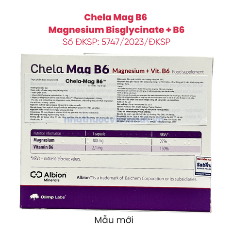 Chela Mag B6 — Magnesium Bisglycinate + B6 cho người lớn tuổi, Olimp Labs Ba Lan, hộp 30 viên