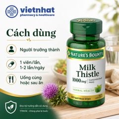 Nature's Bounty Milk Thistle 1000mg - Hỗ trợ giải độc gan, tăng cường chức năng gan từ Mỹ, Lọ 50 viên