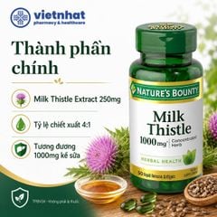 Nature's Bounty Milk Thistle 1000mg - Hỗ trợ giải độc gan, tăng cường chức năng gan từ Mỹ, Lọ 50 viên